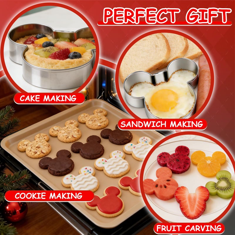Tmflexe Mouse Cookie Cutter Sandwich Cutters for Kids DIY Lunchbox Bento Box Fruit Cutters Vegetable Cutters for Children Boys Girls, Pack of 5 - Image 2